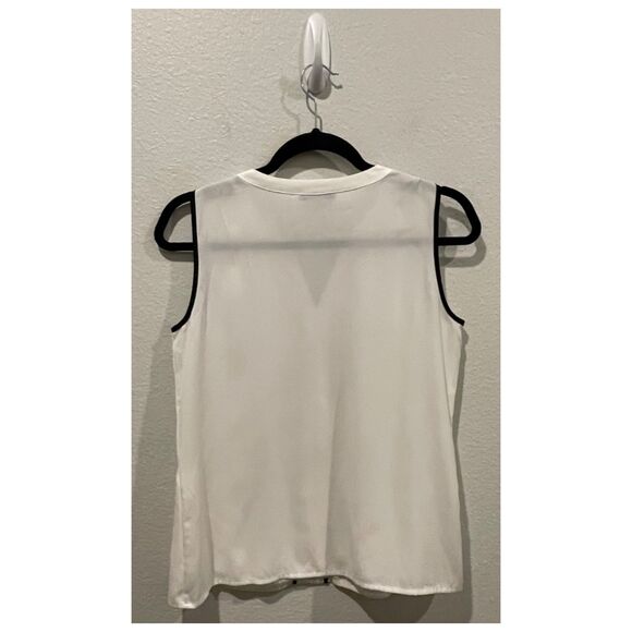 CALVIN KLEIN White & Black Trim Sleeveless Tank Top - Picture 3 of 3